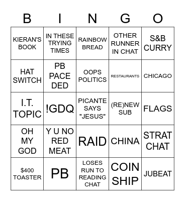 PICANTE STREAM Bingo Card
