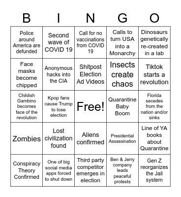 2020 Bingo Card Bingo Card