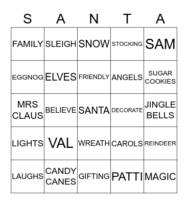 SANTA'S GROTTO BINGO Card