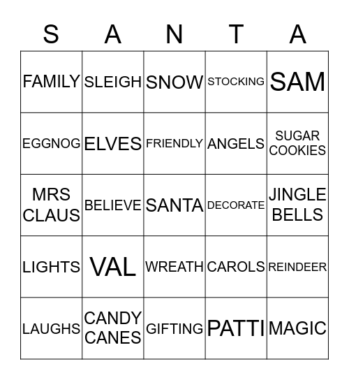 SANTA'S GROTTO BINGO Card