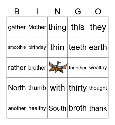 Digraph th Bingo Card