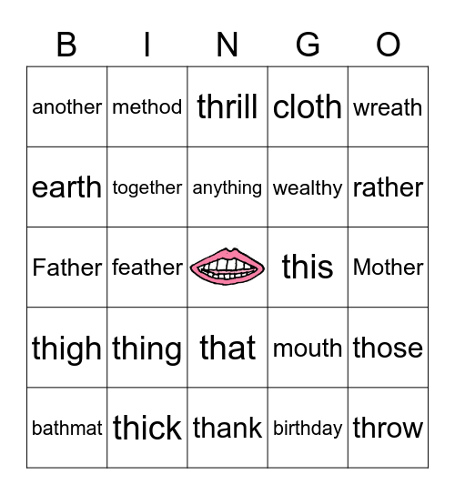 Digraph th Bingo Card