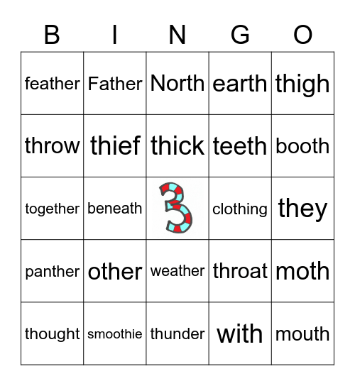 Digraph th Bingo Card