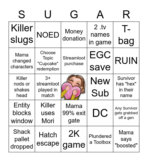 SugarMama's Bingo Card