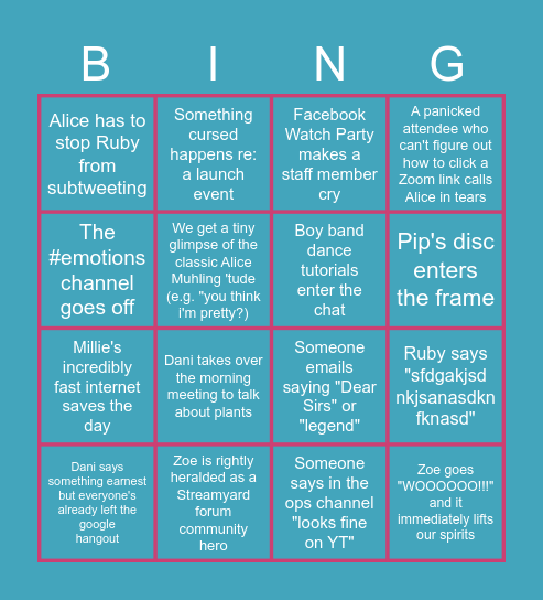 EWF20 BINGO Card