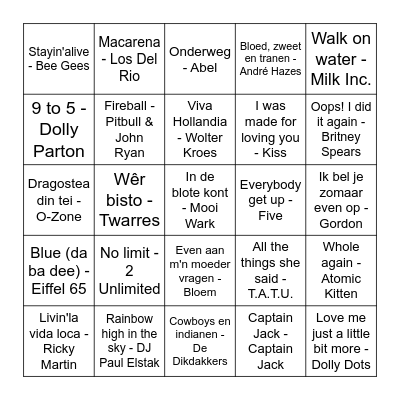 Foute TNV Bingo Card
