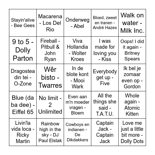 Foute TNV Bingo Card