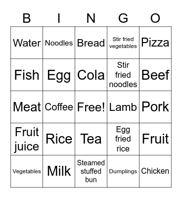 食品和饮料 Bingo Card