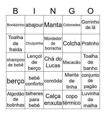 Chá do Lucas Bingo Card