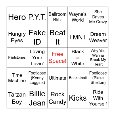 Chris Playlist Bingo Card