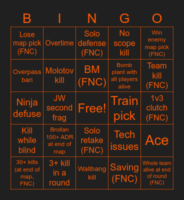 Fnatic vs PACT Bingo Card