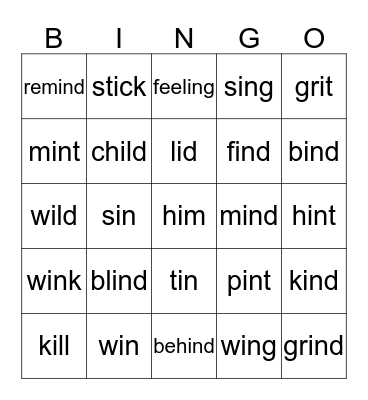 Alternative Pronunciations 'i' Bingo Card