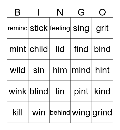 Alternative Pronunciations 'i' Bingo Card