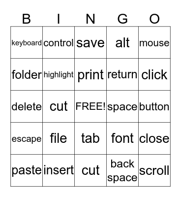 Technology Vocabulary Bingo Card