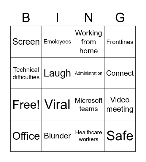 Lockdown Bingo Card