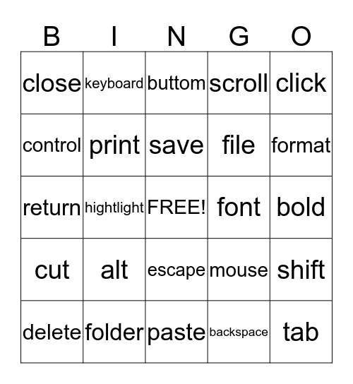 Technology Bingo  Bingo Card