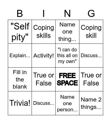 RECOVERY BINGO! Bingo Card