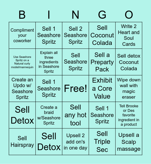 Seashore Bingo Card