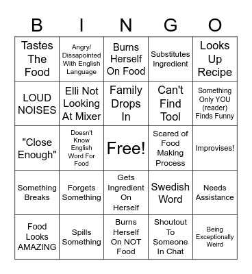 Elli's Wonderful World of Baking! Bingo Card