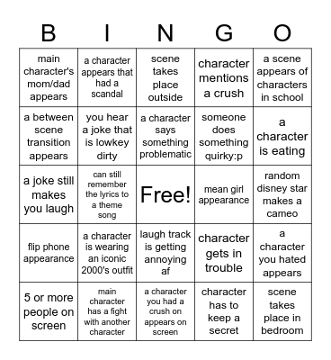 Throwback Disney Bingo Card