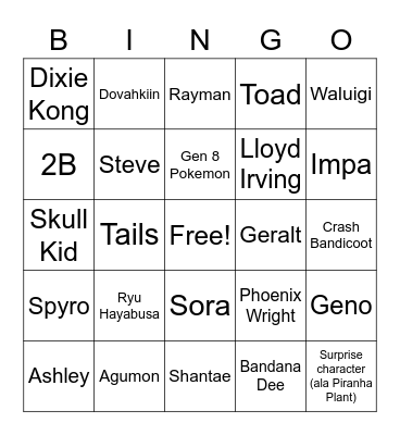 Smash DLC pack 2 Bingo Card