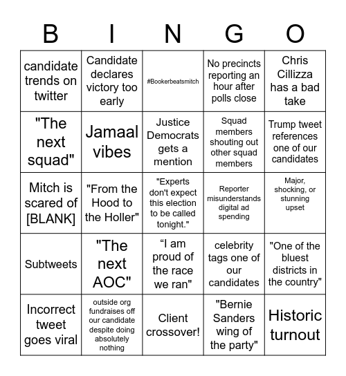 Middle Seat Election Bingo! Bingo Card