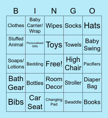 Baby Shower Bingo Card
