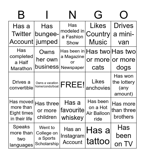 JLOEB General Meeting Warm Up Bingo Card