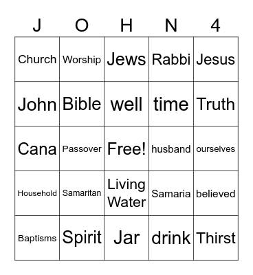 Gospel of John Bingo Card