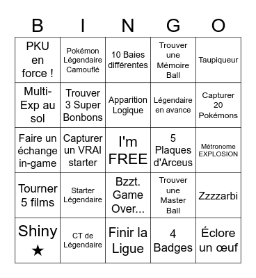 Pokemon Randomizer Bingo Card