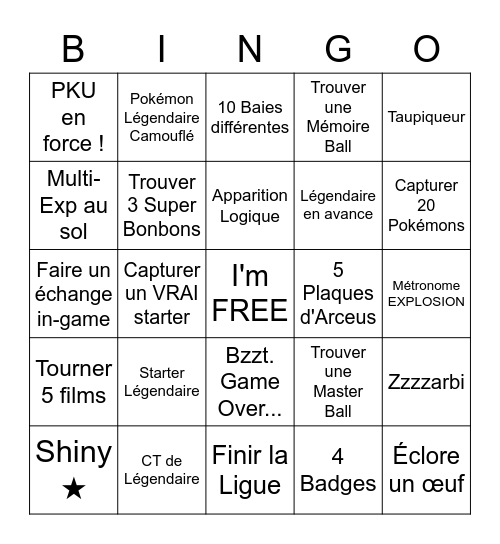 Pokemon Randomizer Bingo Card