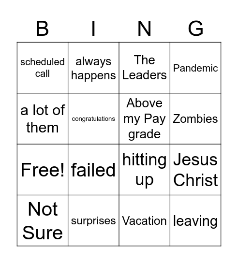 Meet up Bingo Card