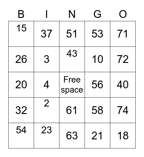 Classic Bingo Card