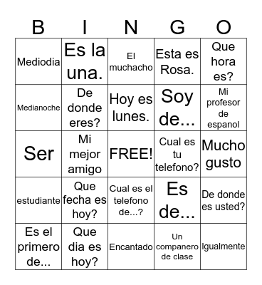 Chapter 1 Bingo Card