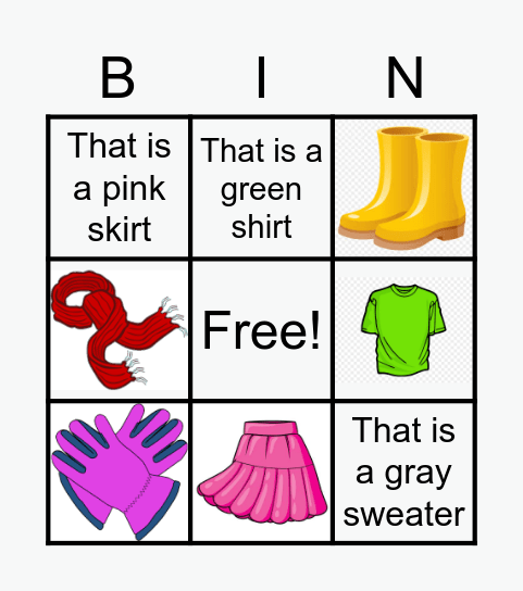 Bingo-Clothes Bingo Card