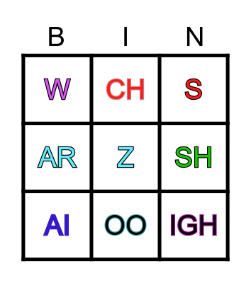 PHONICS BINGO Card