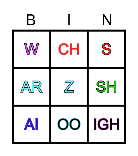 PHONICS BINGO Card