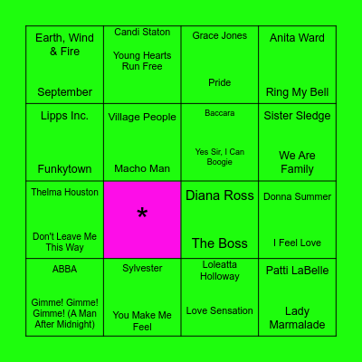DISCO BINGO Card