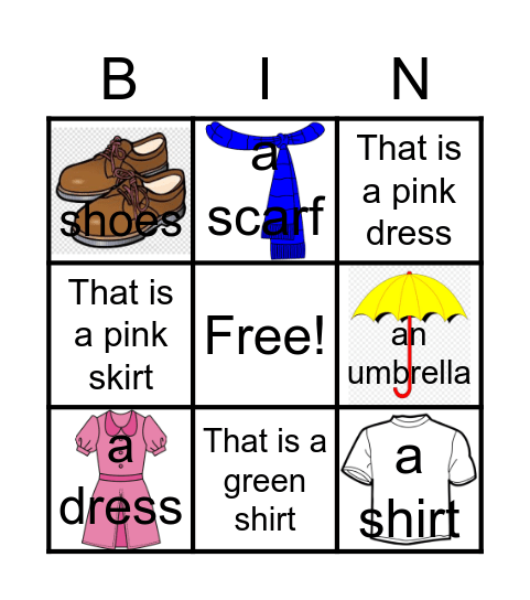 Bingo-Clothes Bingo Card