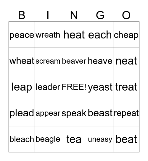 Vowel Bingo Card