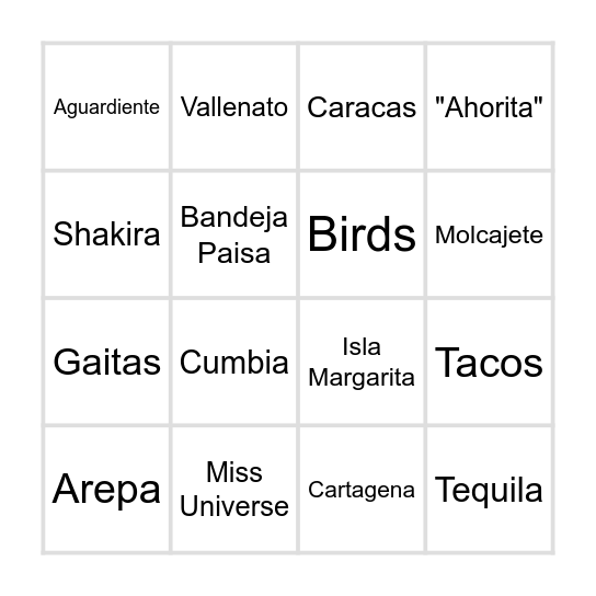 LATAM HAPPY HOUR LOTERIA Bingo Card
