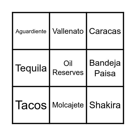 LATAM HAPPY HOUR LOTERIA Bingo Card