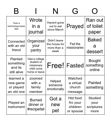 Chapin Belle's Bingo Card