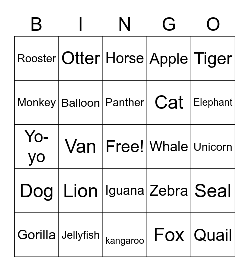 Alphabet Review Bingo Card