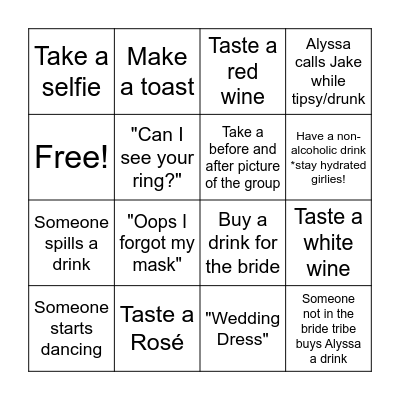 Alyssa's Bachelorette Bingo Card