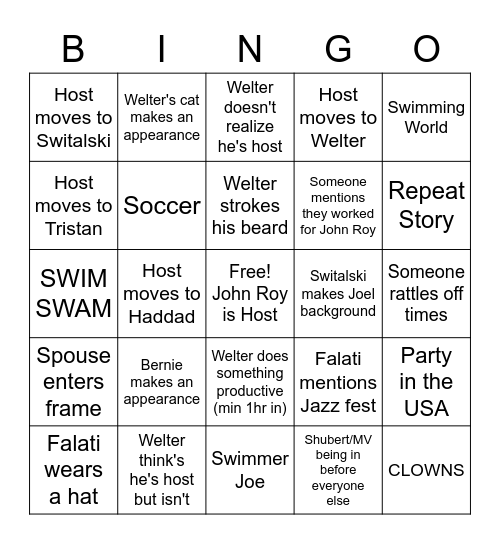 Coaches HH Bingo Card