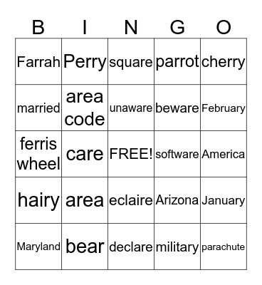 /air/ Bingo Card