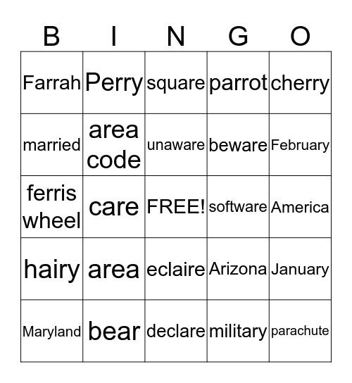 /air/ Bingo Card