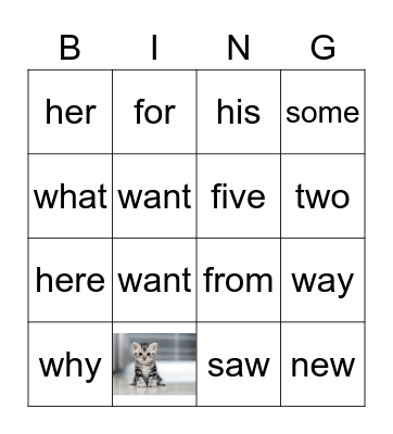 Penelope's Sight Words Bingo Card