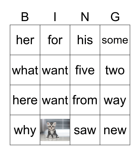 Penelope's Sight Words Bingo Card
